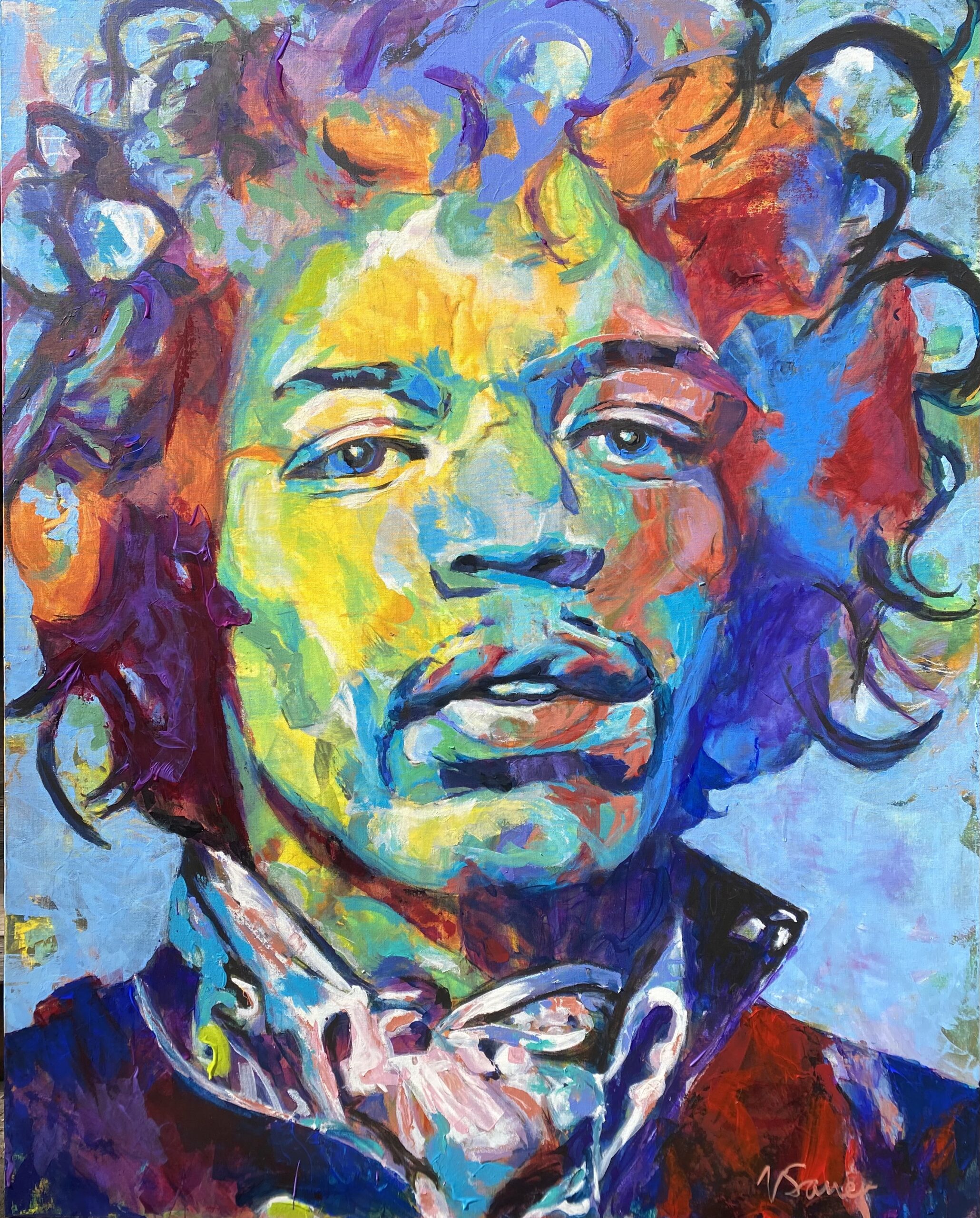 Jimi Hendrix V 48"x60"